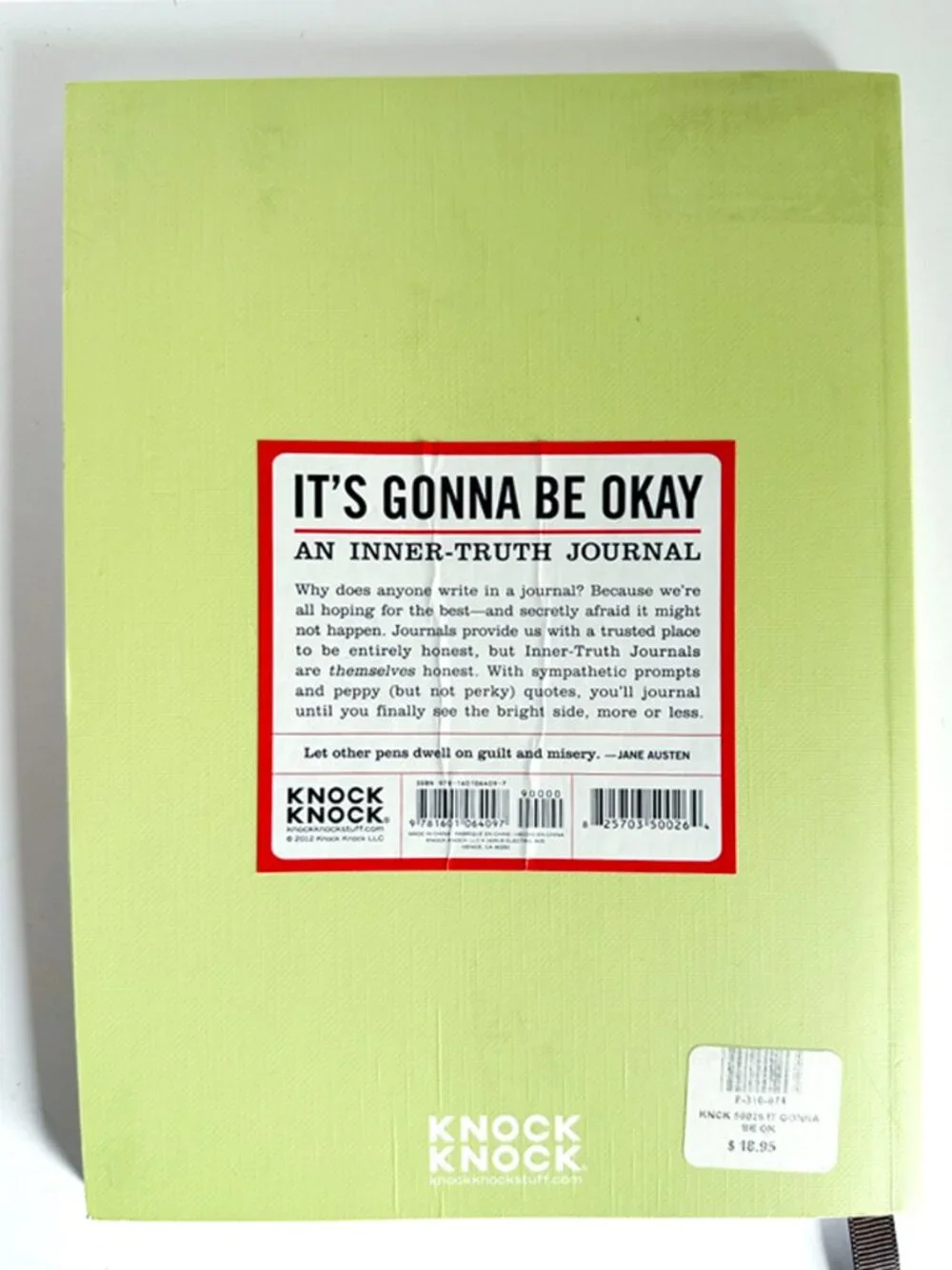 Knock Knock It's Gonna Be Okay Inner-Truth Journal Unused Gift Book